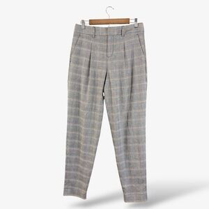Banana Republic Gray Plaid Pleated Front Pants Size 6L Straight Leg Ankle Casual